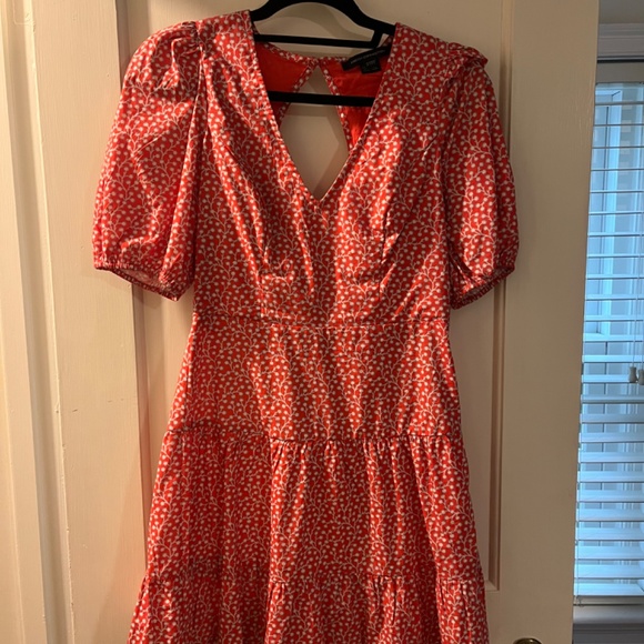 French Connection Red Puff Sleeve Dress - Picture 2 of 5